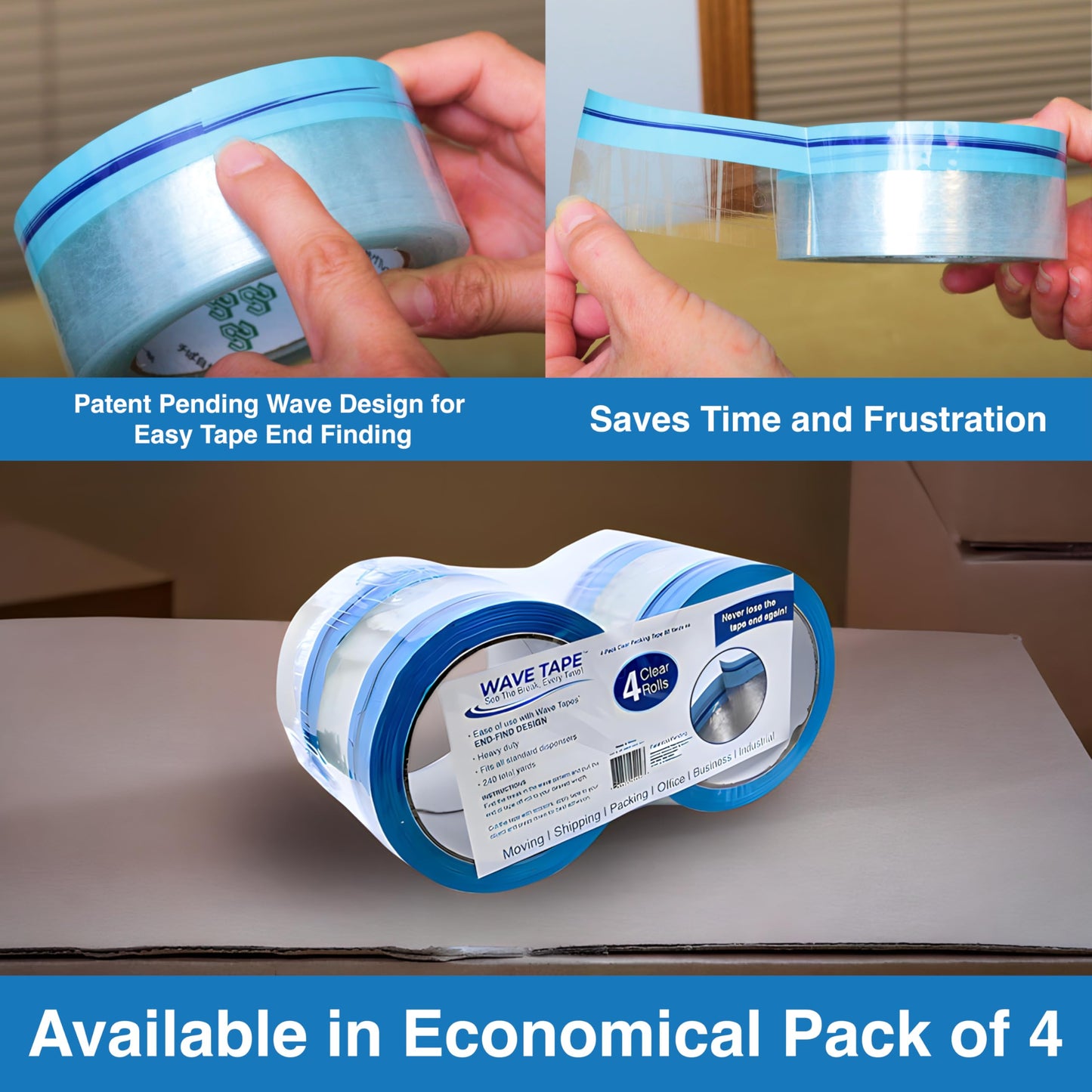 Wave Tape™ Easy End-Find Heavy Duty Packing Tape